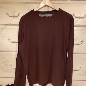 Banana Republic Mens Ribbed Pull Over Shirt Burgundy